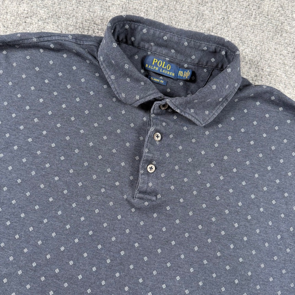 Polo Ralph Lauren Polo Mens XXL Blue Geometric Print Classic Fit Short Sleeve